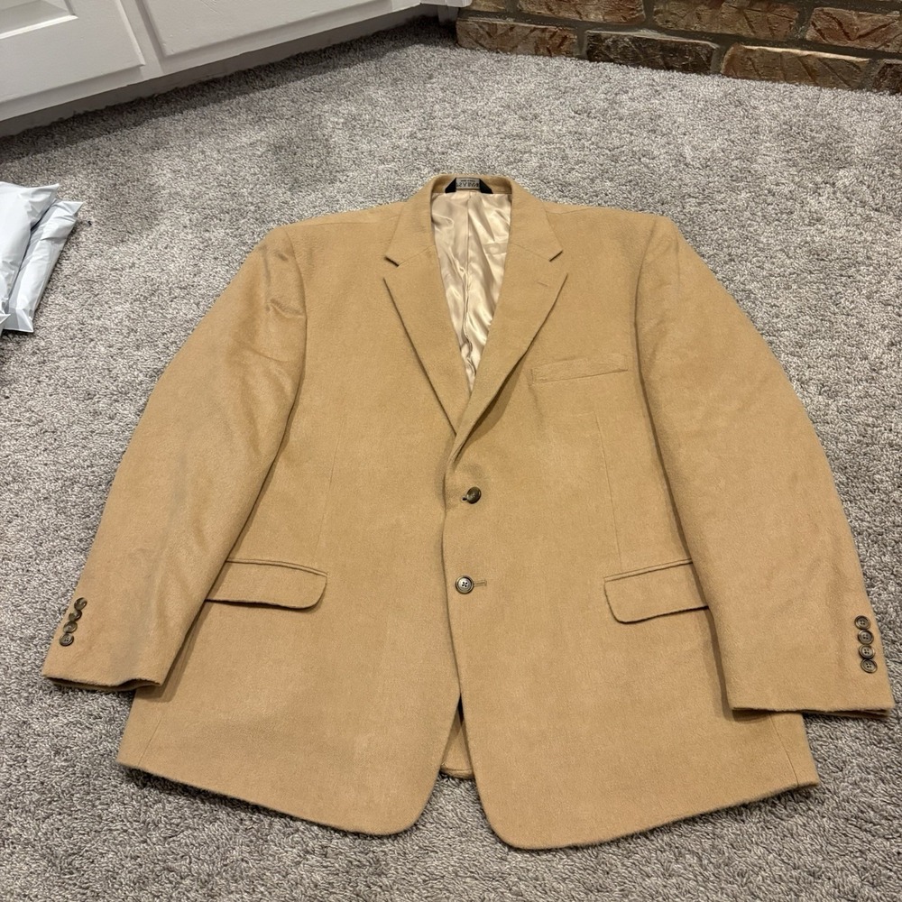 Jos A Bank Blazer Mens 52 Regular Carmel Camel Hair 2 Button Suit Jacket 52R